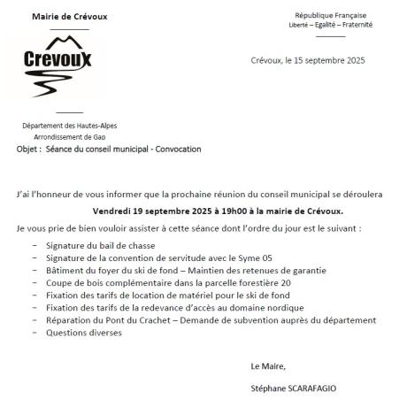 Conseil municipal du 19 septembre