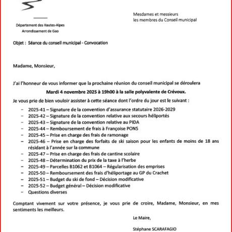Conseil municipal du 4 novembre 2025