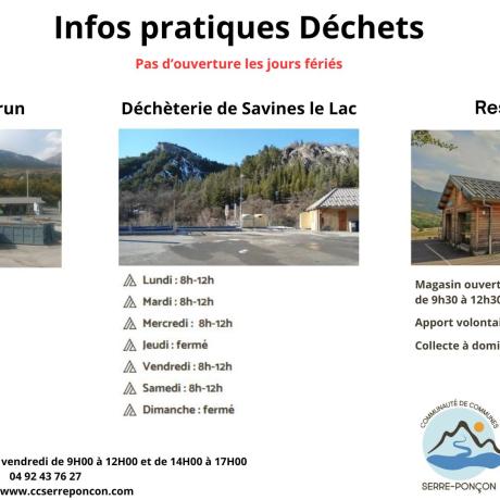 HORAIRES DECHETERIE  RESSOURCERIE