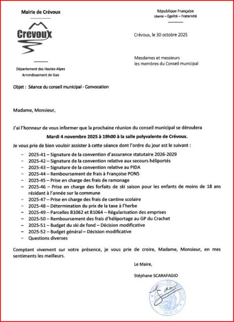 Conseil municipal du 4 novembre 2025