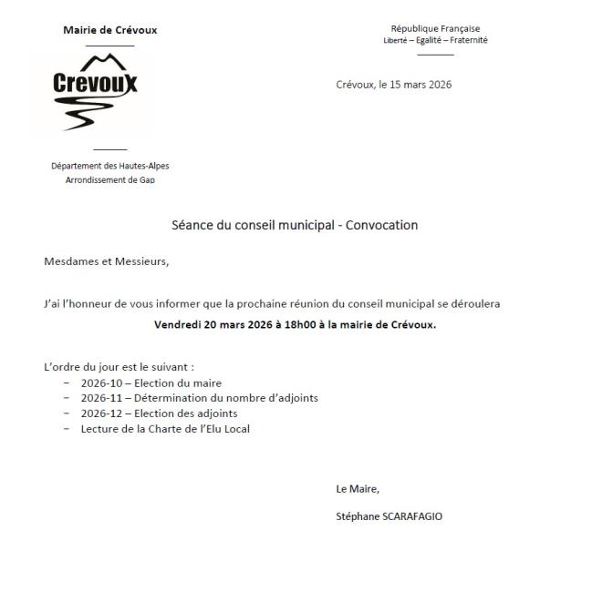 Conseil municipal du 20 mars 2026